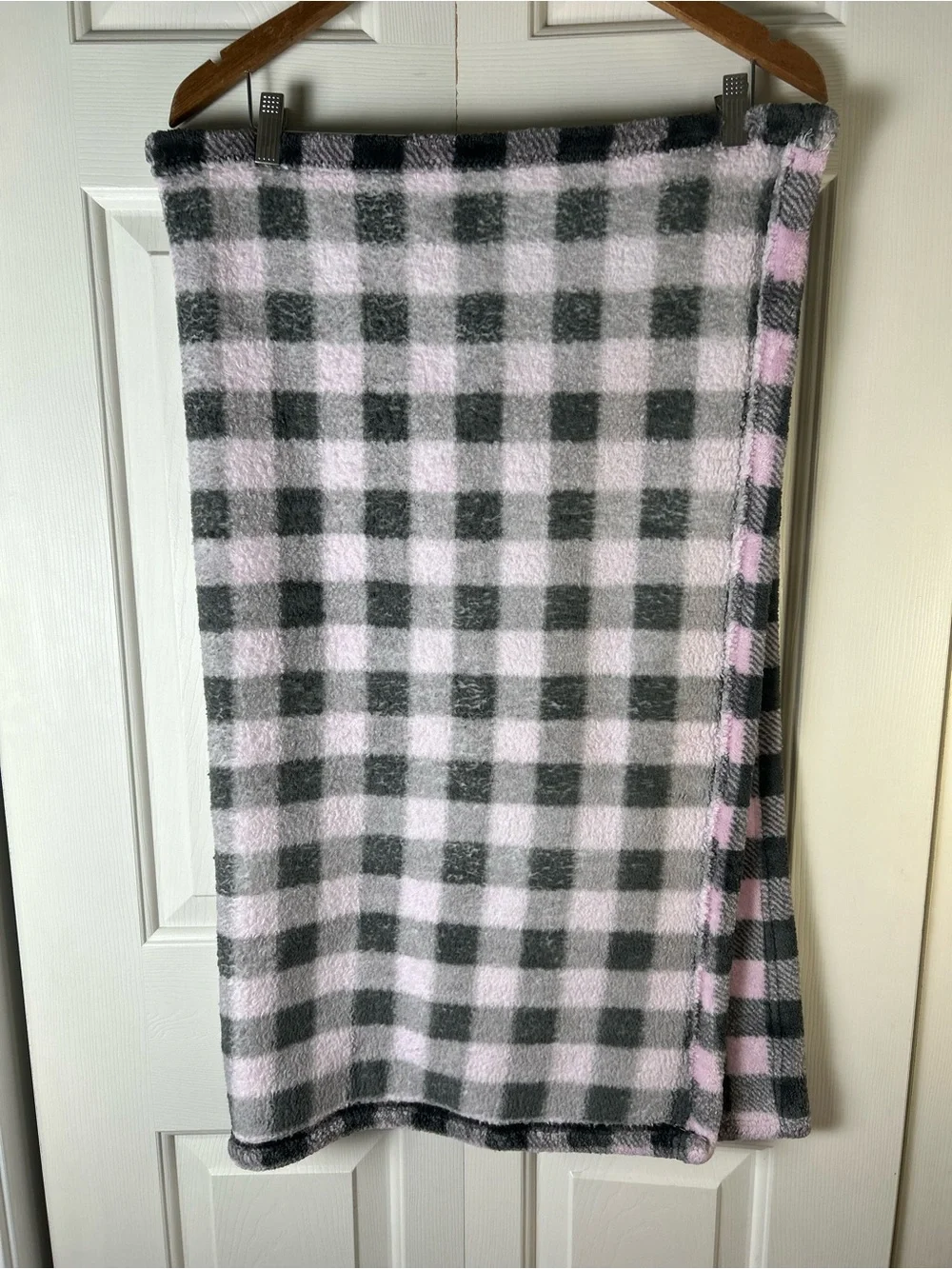 HB Hudson Baby Pink Black Gray Buffalo Plaid Blanket Soft Plush Lovey Thick
